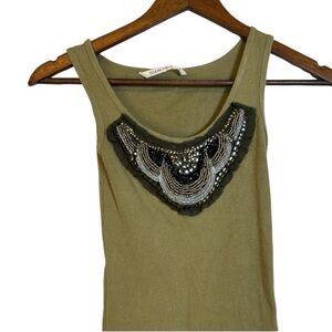 Ocean Drive Y2K Tank Top with Black Beaded Bib Detail